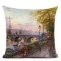 Axyaa City Landscape Oil Painting Cushion Cover | Autumn Winter Art Decor Pillow Case
