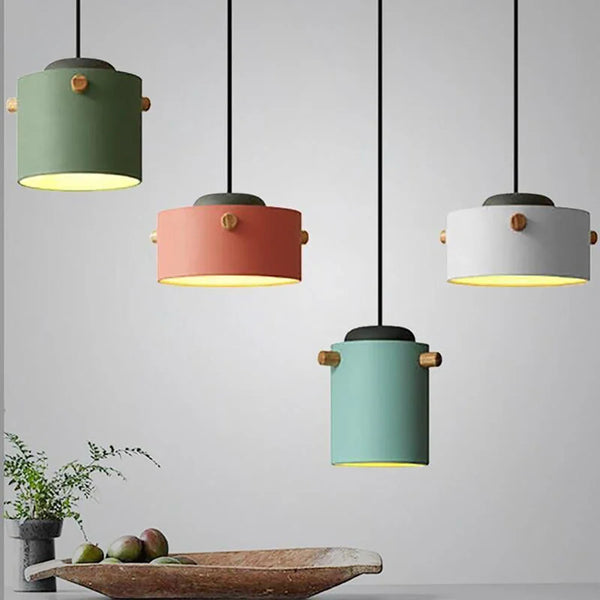 Axyaa LED Pendant Lights: Nordic Colorful Luminarias for Living Room, E27 Bulb Lamp