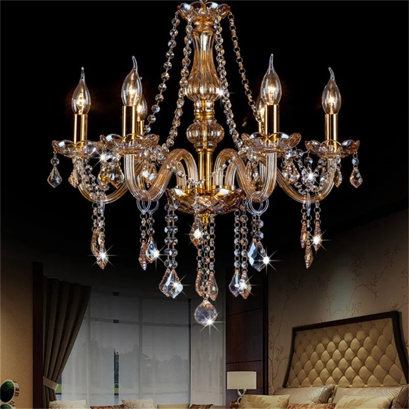 Axyaa European Crystal LED Chandelier Pendant Light for Home Hotel Hall