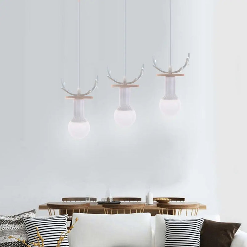 Axyaa Wood Antler Pendant Lights: Nordic LED Hanging Lamp for Home Decor