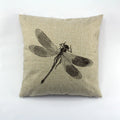 Axyaa Dragonfly & Flowers Linen Cushion Cover with Doggy Design