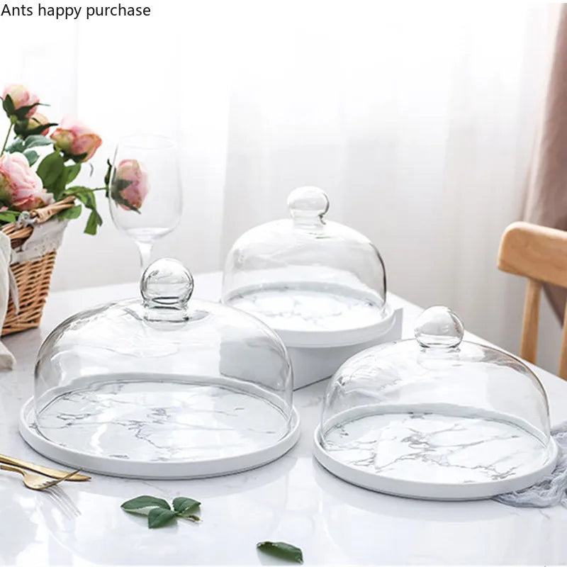 Axya Glass Cake Pan with Lid Display Stand for Desserts and Snacks