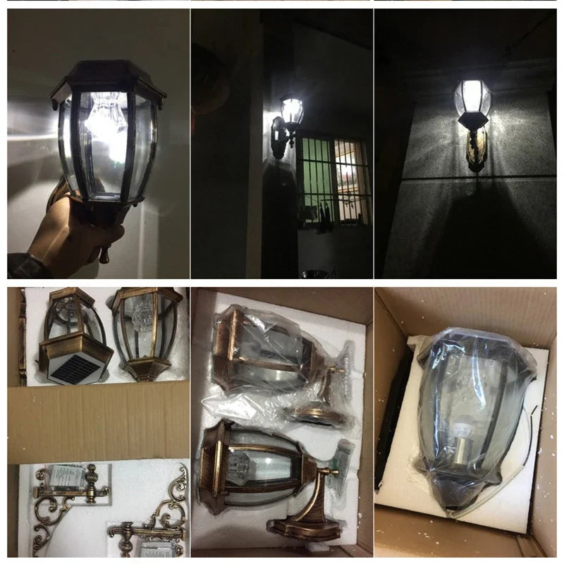Axyaa Solar Wall Light: LED Outdoor Courtyard Sconces IP55 Waterproof Garden Decor Fence Lighting