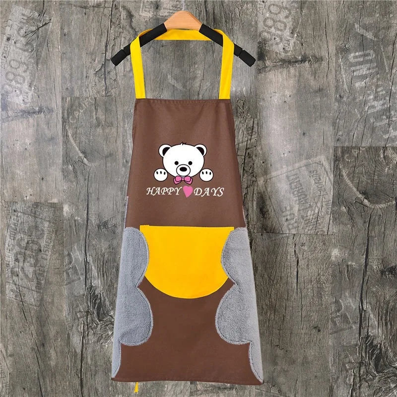 Axya Bear Apron Set: Creative Waterproof Waist Kitchen Cooking Towel with Oversleeve