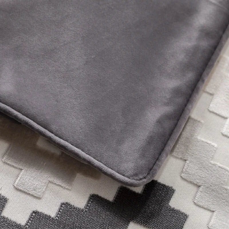 Axyaa Velvet Cushion Cover Zigzag Pattern Soft Pillow Cover in Grey Coffee Blue - 45x45cm/30x50cm/50x50cm