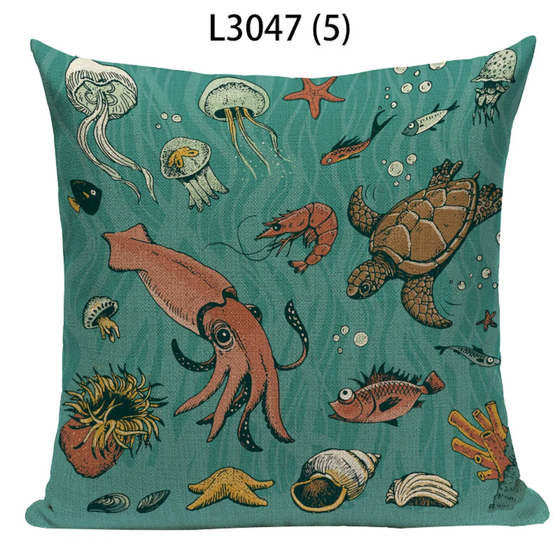 Axyaa Ocean Life Pillow Covers for Home Decor
