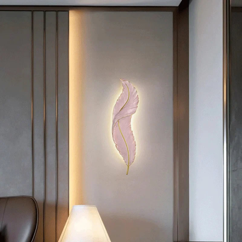 Modern Luxury LED Feather Wall Sconces by Axyaa for Bedroom and Living Room