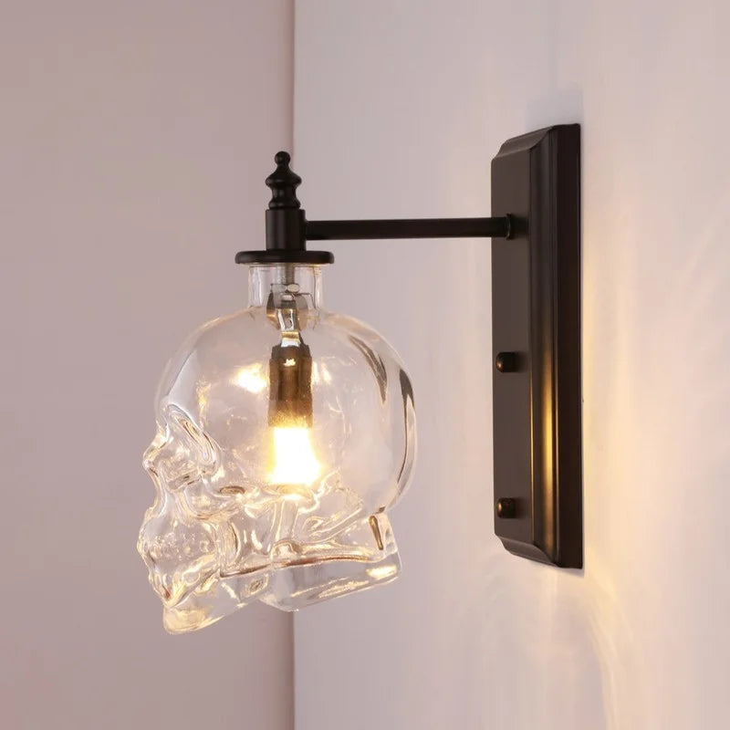 Axyaa Skull Bones Glass Bottle Wall Lamps - Industrial Retro Lighting for Restaurant and Bar