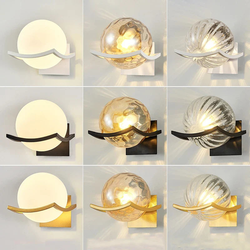 Axyaa Modern Moon Wall Lamp Glass Shade Bedroom Sconce LED Night Lights Fixtures