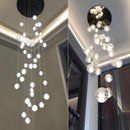 Axyaa Meteor Shower Glass Ball Chandelier - Long Rope Hanging Crystal Light