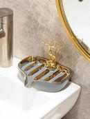 Axya Ceramic Soap Dish Holder for Bathroom Drainage
