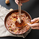 Axyaa Wooden Ramen Soup Spoon Colander - Japanese Style Long Handle Cooking Tool
