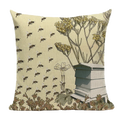 Axyaa Bee Pattern Linen Cushion Cover - Nordic Decorative Throw Pillow Case