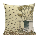 Axyaa Bee Pattern Linen Cushion Cover - Nordic Decorative Throw Pillow Case