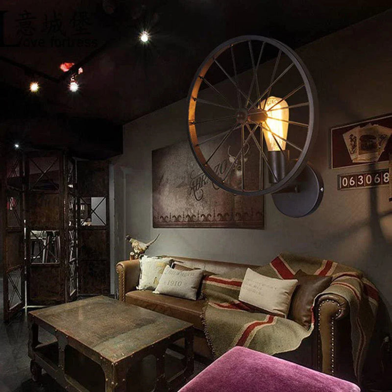 Axyaa Retro Loft Wheel Wall Sconce Industrial Lighting for Home Decor