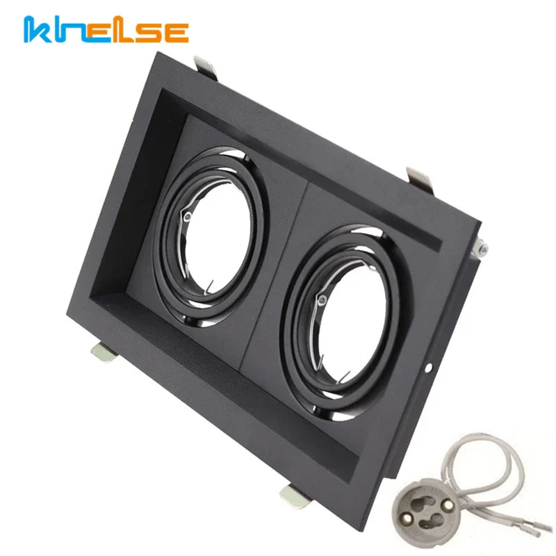 Axyaa Dual Ring LED Downlights GU10 MR16 Socket Spot Lamp Holder Frame