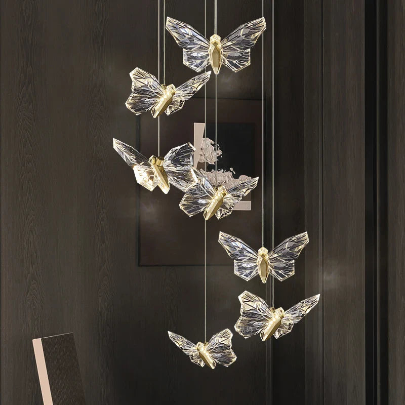 Axya Crystal Butterfly Pendant Lamps LED Lighting for Home Decor