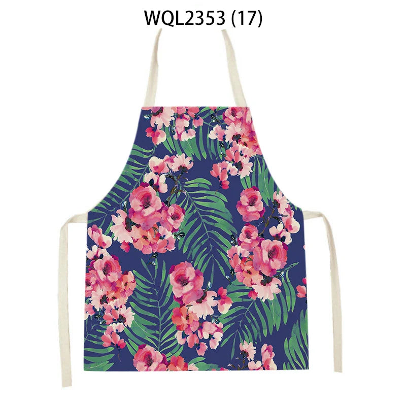 Axyaa Tropical Floral Kitchen Apron for Cooking, Baking, Cleaning - 47x38cm