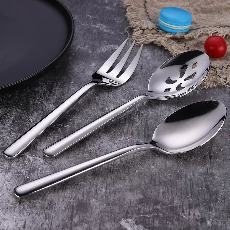 Axyaa Stainless Steel Salad Serving Spoon Set for Western Tableware