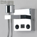 Axyaa Modern Wall Sconce with USB Port, 2 Switches & Fabric Shade LED Reading Lamp