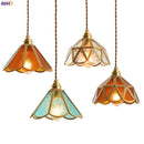 Axyaa Japanese Style Vintage Glass Copper Pendant Lights
