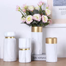 Nordic Marble & Gold Trim Vase by Axyaa - Modern Ceramics for Home Decor