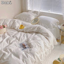 Axyaa Pink Lace Ruffle Bedding Set - Kids Duvet Cover, Bed Skirt, Sheet & Pillowcase
