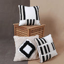 Axyaa Geometric Tufted Cushion Cover 45x45cm - Black White Pillow for Home Decor