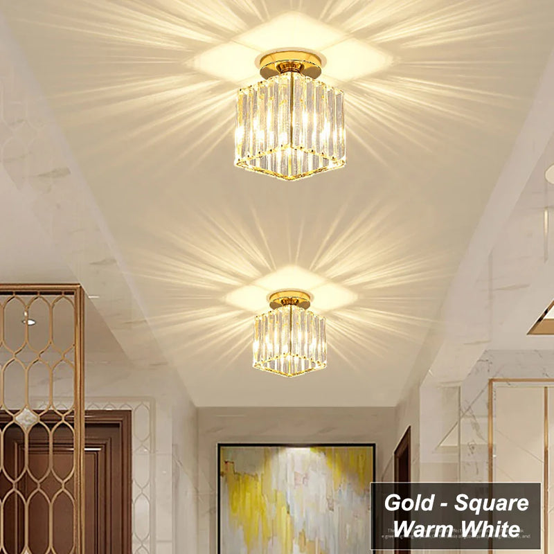 Axyaa Modern Luxury Crystal Ceiling Light for Corridor and Balcony