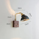 Axyaa Nordic Copper Wall Sconce LED Light with Toggle Switch Wood Canopy
