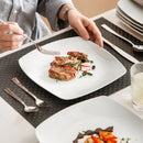 Axyaa White Square Porcelain Plate Set, 6/12 Pieces, Dinner Dessert Salad Fruit Beef Flat