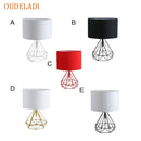 Axyaa Geometric Diamond Design Desk Lamp Black White Gold Retro Cloth Shade Table Lamps