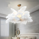 Axyaa Nordic Feather Chandelier: White Luxury Minimalist Decorative Lighting for Home