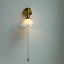 Axyaa White Glass LED Wall Sconce with Pull Chain Switch - Copper Nordic Luminaria
