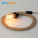 Axyaa Vintage Hemp Rope LED Pendant Light Retro E27 Industrial Drop Lamp
