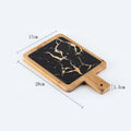 Axyaa Marbling Black Bronzing Wooden Tray, Rectangular Handle Steak Plate karadığında Western Plate.