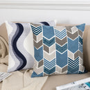Axyaa Blue Floral Geometric Embroidery Pillow Cover 45x45cm for Cozy Living Room