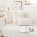Axyaa Ivory Loop Tufted Cotton Cushion Cover for Home Decor