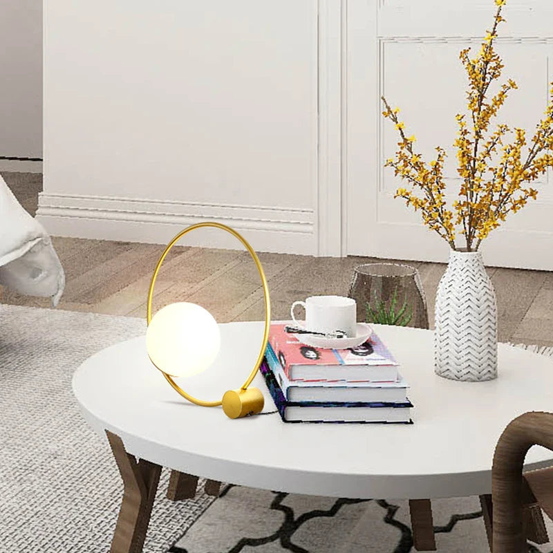 Axyaa Round LED Desk Lamp Iron Bracket Modern Minimalist Table Light