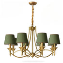 Axyaa Grey Green Fabric Chandelier with E14 Bulb and Copper Iron Frame