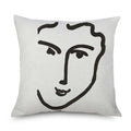 Axyaa Minimalist Matisse Portrait Linen Pillow Case, Sofa Decor, Simple Line Drawing