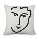 Axyaa Minimalist Matisse Portrait Linen Pillow Case, Sofa Decor, Simple Line Drawing