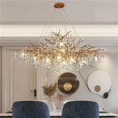 Axyaa Luxe Crystal Chandelier - Modern All-Copper Tree Lamp