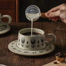 Axyaa Stoneware Latte Mug Set Cup & Saucer Japanese Style Ceramic Beverage