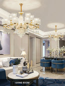 Axyaa Luxury Crystal Chandeliers: Elegant LED Lighting for Home Decor.