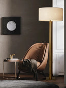 Axyaa Brass Fabric Floor Lamp, LED 3000K Standing Light for Living Room Office