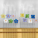 Axyaa Glass Bent Straws Set - Flower Design - Drinkware Set with Cleaning Brush