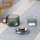 Axyaa Glass Tea Infuser Cup with Wooden Handle and Filter