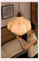 Axyaa Wabi-sabi Retro Pendant Lights: LED E27 Fabric Art Decor for Bedroom, Tea Room & Cafe