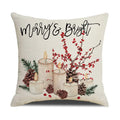 Axyaa Christmas Birds Pillowcase 45X45cm Linen Cushion Cover for Sofa